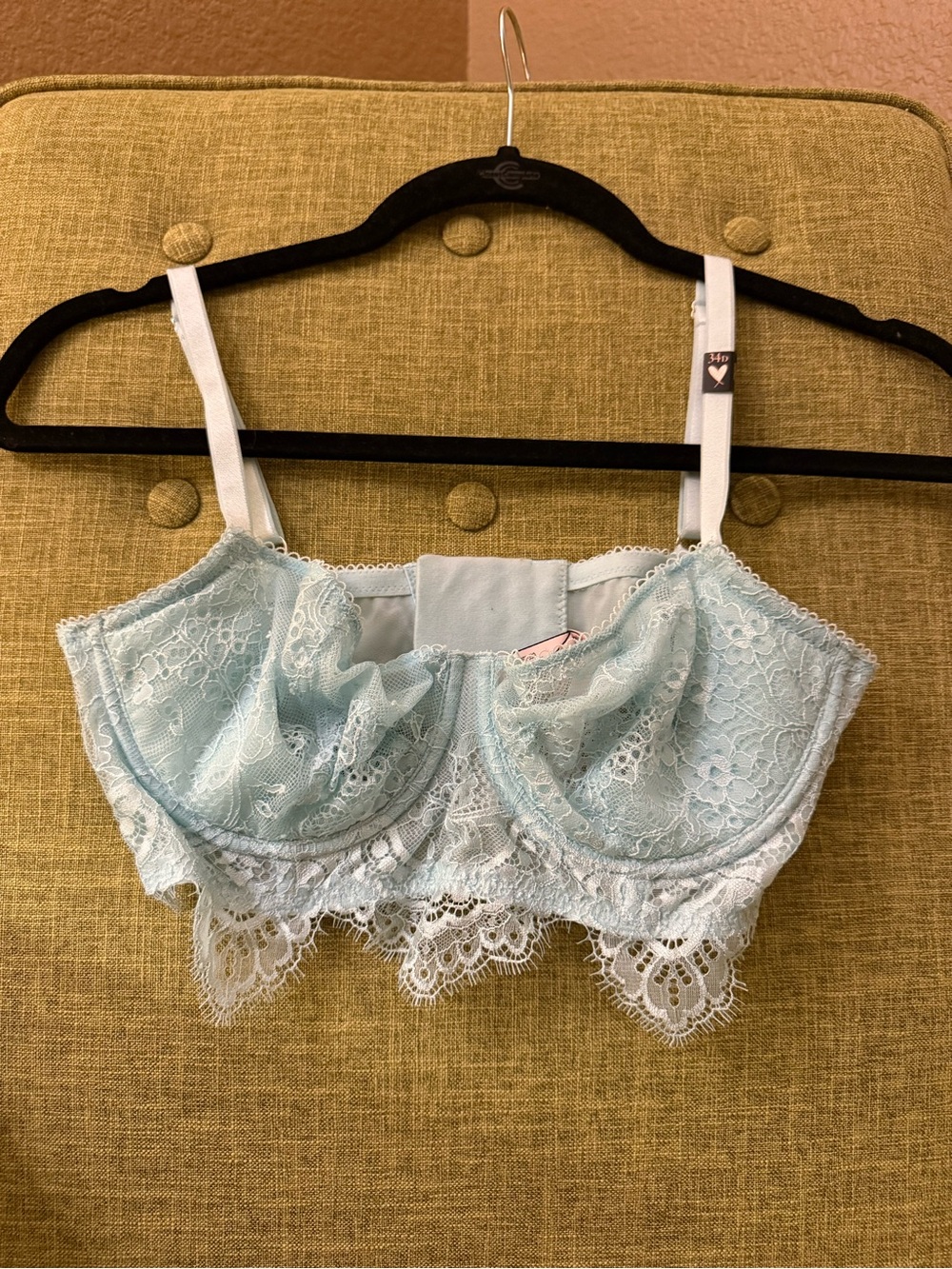 Light Blue Lace Longline Bralette